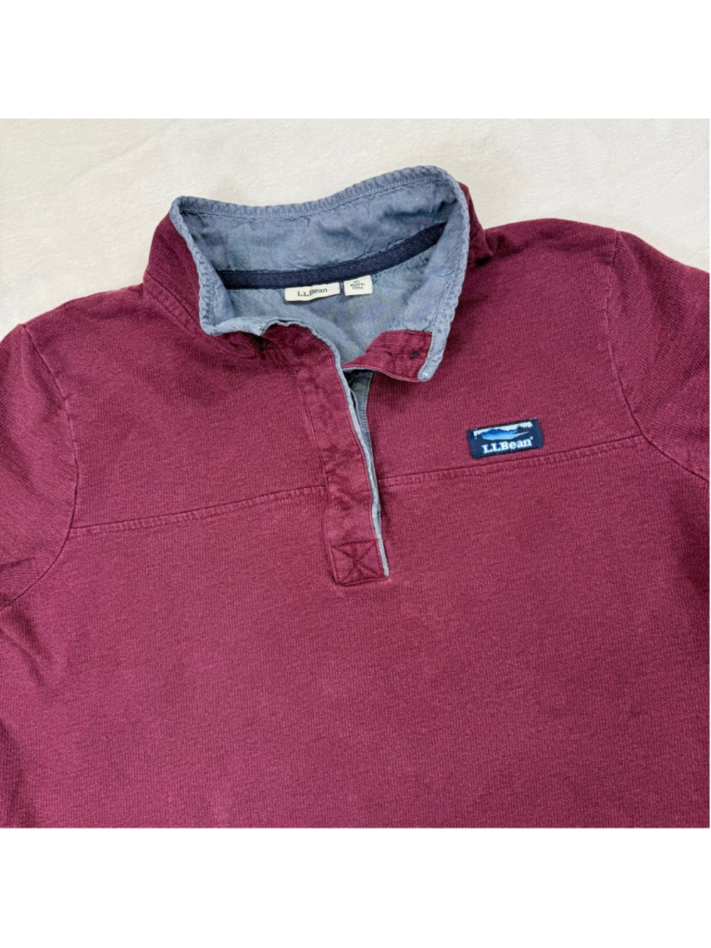 Women's L.L. Bean Maroon Gray Collared Sweatshirt Pullover Large